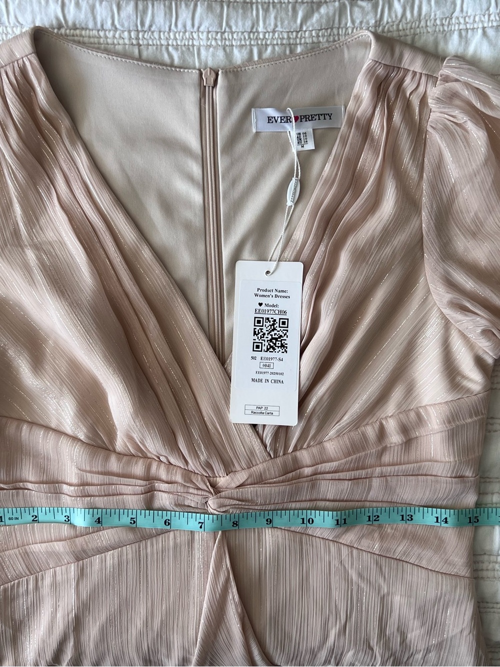 See-Through Long Sleeve Twist Knot A-Line Lotus Leaf Shimmering Evening Dress - Picture 7 of 10